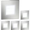 ledscom.de 5 LED luce per scale/apparecchio da incasso FEX per interni ed esterni, angolare, acciaio inox, 85 x 85 mm, bianco freddo