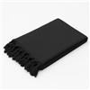 PARAMAISON Telo Mare con Frange, 100% Cotone Fouta, Tinta Unita, Asciugamani Spiaggia, Lettino| 90x160 cm Nero