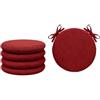 Tata Home Set 4 Cuscini Sedia Rotondi con Laccetti Cuscini Sedie Sgabelli Cucina Sfoderabili Coprisedia da Interno Esterno Made In Italy Diamentro 40 cm Spessore 3 cm Mod. Billy Colore Rosso