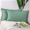 Madizz 2 Pezzi Lino in Poliestere Copricuscini Morbido Decorativo Fodere per Cuscino Lusso Stile per Divano Camera da Letto 30x50 cm Verde
