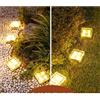 BEAZOOM Luci solari a forma di mattoncini di ghiaccio, confezione da 4, luci solari in vetro da giardino con luce bianca/calda, impermeabili, decorazione esterna per patio e vialetto