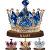 OOEREWGF Personalizzato acrilico cristallo in vetro colorato corona statuetta scrivania segno decorazione, nome personalizzato corona ornamenti desktop placca decorazione regali