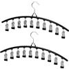 Dwitkul Set di 2 Stendi Calze in Acciaio Inox con 10 Clip Stendibiancheria Girevole a 360° Gancio Antivento Asciugacapelli per Calze Intimo Asciugamani Capi Bambini Organizzatore Armadio Girevole