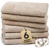 Novo Home Asciugamani per il bagno - 100% cotone morbido e assorbente - Confezione da 6 piccoli asciugamani (50x85cm) - Asciugamani di lusso in cotone ad asciugatura rapida - Beige