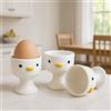 TULANDOT Divertente Portauovo di Anatra, Simpatico Portauovo di Pulcino Set Regalo di 3, Portauovo Morbido in Ceramica Smaltata Fatta a Mano,Cucina per La Colazione.