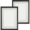 Anhow 2Pcs 3D Cornice Profonda, Cornici 15x20 cm Nera con Vetro Cornice 3D Profonda con Passepartout per Foto 10x15 cm per Fiori, Souvenir, Pittura Diamante - 3 cm di Profondità/Nero