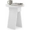 BAKAJI Tavolino Rotondo Bianco da Soggiorno Design Minimal Tavolo Comodino 42x23.5x50cm