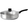 BK Bold In Acciaio Inox 28 cm High Side Saute Skillet Pan con coperchio, Induzione Adatto, Finitura Satinata, Stay Cool Maniglia, Lavabile in lavastoviglie, Argento