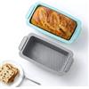 Romon Stampo Plumcake, 2 Stampi in Silicone per Dolci con Maniglie Antiscivolo, Teglia per Pane in Cassetta, Facile da Svuotare e Riporre, Resistente al Calore per Casalinghi, 28×12×6.5cm (Blu+Grigio)