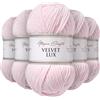 Utopia Crafts Velvet Lux - Filato di ciniglia super morbido per lavorare a maglia e uncinetto, 5 confezioni da 100 g (cigno rosa)