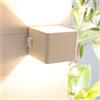 Lightbox Applique da esterno a LED | 10 x 10 x 8 cm | applique da esterno ricaricabile con magnete & USB & rilevatore di movimento & interruttore a levetta & luce bianca calda | facciata di casa | bianco