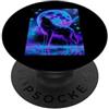 Airbrush Revival Co. Aerografo anni '90, lupo ululante luna, design cosmico retrò PopSockets PopGrip Adesivo