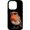 Robin Bird Outfit Custodia per iPhone 14 Pro Grafica divertente con pettirosso con gli occhiali