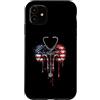 Paint Dripping Patriotic 4th of July US Custodia per iPhone 11 Dialisi Infermiera Tecnico Tech Bandiera Americana USA Drip Amante