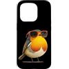 Robin Bird Outfit Custodia per iPhone 15 Pro Grazioso uccello con occhiali per gli amanti di pettirossi e piume
