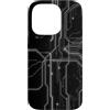 Monochrome Data Grid Custodia per iPhone 14 Pro White Circuit Scheda Madre Gamer Tech Grafica Estetica