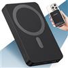 PORTENTUM Power bank per MagSafe 10000 mAh ultra-sottile 14 mm - Caricatore portatile magnetico ricarica rapida 22,5 W PD e QC - Powerbank wireless Qi 15 W - USB-C + USB-A compatibile iPhone