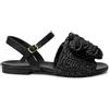 SHADDY SANDALO CON TACCO E FIORE RAFIA BLACK