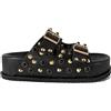 ERMANS MARY CIABATTA DOPPIA FIBBIA CON PLATEAU IN PELLE CON BORCHIE NAPPA BLACK