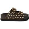 ERMANS MARY CIABATTA DOPPIA FIBBIA CON PLATEAU IN PELLE CON BORCHIE NAPPA DK BROWN