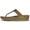 FIT FLOP LULU CRYSTAL SANDALI INFRADITO IN PELLE METALIZZATA CON BRILLANTINI METALLIC CAMO GREEN