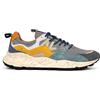 FLOWER MOUNTAIN YAMANO 3 MAN Sneakers in suede nylon grey petrol zucca