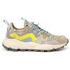 FLOWER MOUNTAIN YAMANO 3 WMN Sneakers in suede nylon floreale cream white yellow fluo
