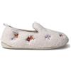 TONI PONS PANTOFOLE TIPO BABBUCCIA DA DONNA IN SHEARLING CON FIORI RICAMATI BLANC