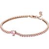 PANDORA Timeless Bracciale tennis con cuore placcato in oro rosa 14 k con cristallo rosa orchidea, 16