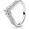 PANDORA Anello Wishbone con tiara da principessa in argento Sterling con zirconia cubica trasparente, 50