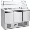 Ristoattrezzature Modello: 124480032406,Banco frigo saladette espositivo con vetro dritto e mensola intermedia 3 porte 136,5x70x130h cm