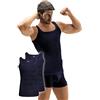 e.VIP Confezione da 2 canottiere da uomo Business Canottiera intima da ascellare Marco 15518 in cotone + modal, traspirante, Blu marino, S