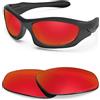 BlazerBuck Lenti di ricambio polarizzate anti-sale per occhiali da sole Oakley Monster Dog, Rosso Fuoco - Polarizzato, 0