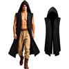 HZVRTN Tunica rinascimentale con cappuccio da uomo, costume vichingo da uomo, mantello medievale con cappuccio hobbit, Rosso vinaccia, M