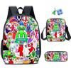 GDFENDU Set di 3 zaini con portachiavi a tema anime, motivo Banban, 40,6 cm, con stampa 3D, motivo cartone animato, borsa per il pranzo ad alta capacità, per ragazzi e ragazze., D, 16in