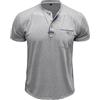MakingDa Maglietta da Uomo Button Henley Collar Tasca al Petto Rivestimenti in Pelle Henley Shirt Vintage Leggero Tennis Smart Tee Top Sport Basic Casual Estate Shirts Grigio XXXL