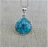 Ciondolo In Argento Sterling 925 Con Gemma In Turchese Di Rame Blu Carino S- 574