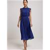 Kaleidoscope Abito Midi A Pieghe Con Bordo In Pizzo Navy Taglia Plus UK 20