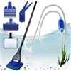 Sporgo Set di pulizia per acquario, 5 in 1: accessori per acquario, cambio acqua, sifone e 5 strumenti di pulizia rimovibili, set di pulizia per acquario, strumenti di pulizia per il cambio dell'acqua e la