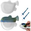 TOATELU Set di 2 grattugie per aglio e zenzero in ceramica a forma di pesce sferico con pennello e cucchiaio