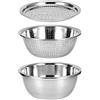 HERCHR 3 in 1 Taglierina verdure Julienne grattugia con cestino di scarico, set di colino in acciaio inox per grattugia formaggio, set di insalatiera