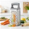 MIJOMA Grattugia quadrata in acciaio inox a 4 lati, con manico ergonomico e fondo in silicone, lavabile in lavastoviglie, grattugia per formaggio, verdura, patate, agrumi, grattugia universale