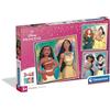 Clementoni - Puzzle per Bambini 3x48 Pezzi Supercolor, per Bambini 5+ Anni, Illustrazioni Disney Princess, Idea Regalo, Made in Italy, 32x22 cm, 25064