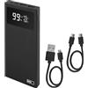 EMOS Power Bank BetaQ 10000 mAh, 22,5 W, batteria esterna Quick-Charge con passthrough e display, 3 uscite + 2 ingressi inclusi, cavo dati USB/USB-C, Auto on/off, nero