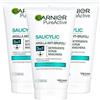 Garnier PureActive Salicylic Argilla Anti-Brufoli Viso 3in1 Detergente Scrub Maschera con Acido Salicilico e Niacinamide - 3 Flaconi da 150ml