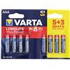 Varta 4703101428 Longlife Max Power (Max Tech) Batteria Alcalina, Ministilo AAA LR3, Confezione da 5+3 Pile - Il design può variare, Confezione risparmio, Promozionale