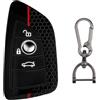 FT FUNTOR Custodia per chiave auto, in silicone a 3 tasti, con linea rossa, adatta per BMW 1 2 3 5 6 7 Series Active Tourer F21 F45 F46 F48 X1 F48 X3 X4 X5 X6 F15 F85 F15 F16 (nero rosso)
