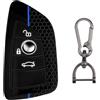 FT FUNTOR Custodia per chiavi BMW, 3 tasti, in silicone, adatta per BMW 1 2 3 5 6 7 Series Active Tourer F21 F45 F46 F48 X1 F48 X3 X4 X5 X6 F15 F85 F15 F16 con linea blu (nero blu)