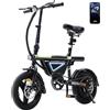 Finbike Bici Elettrica Pieghevole 14, 432WH Batteria, Autonomia di 30-50 KM, Motore 250W, E-Bike per Adulti e Adolescente, Carico 120kg, 10/15/25KM/H