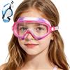 Generisch Occhialini da nuoto per bambini, con protezione UV, anti-appannamento, con clip per il naso, tappi per le orecchie, cinturino regolabile, a prova di perdite, per bambine da 3 a 14 anni, per
